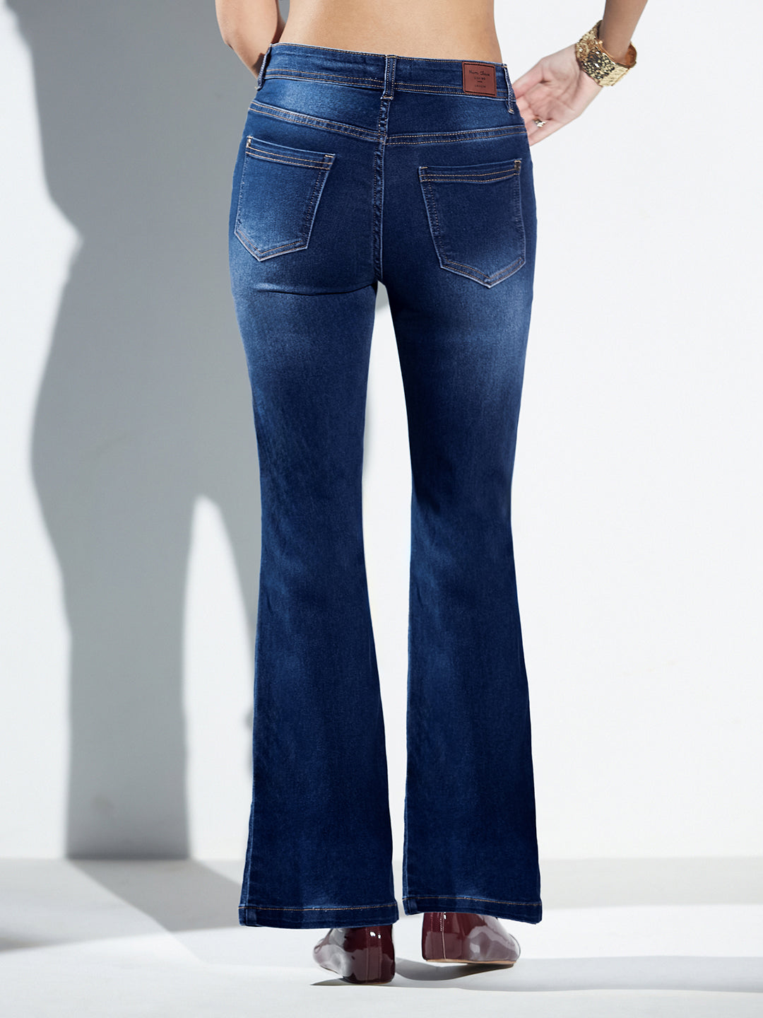 24/7 Comfort Blue Bootcut Mid-Rise Denim Stretchable Jeans For Women