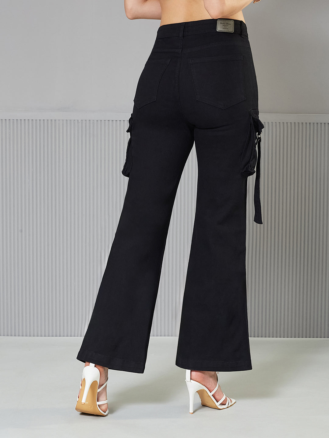 24/7 Comfort Black Bootcut High-Rise Clean-Look Regular-Length Stretchable Denim Jeans for Women