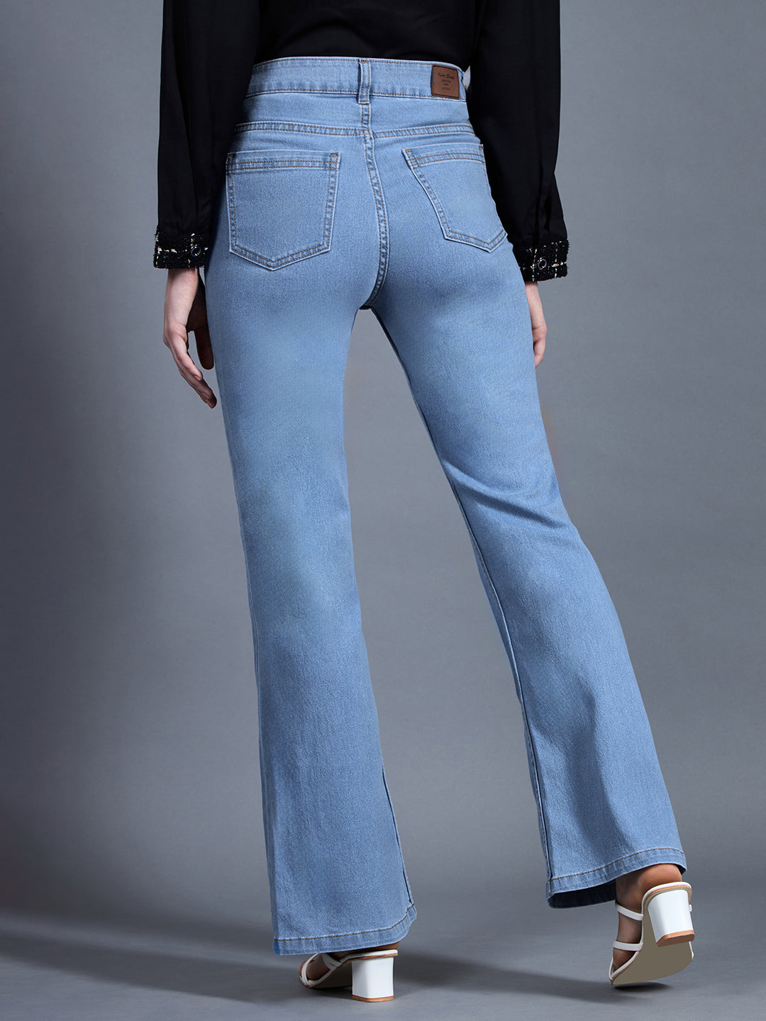 24/7 Comfort Light Blue Bootcut High-Rise Stretchable Denim Jeans