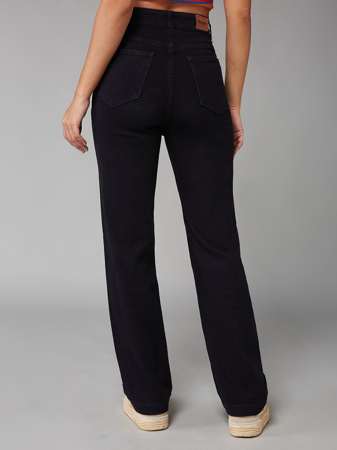 24/7 Comfort Women's Black Straight High Rise Clean Look Regular-Length Stretchable Denim Jeans