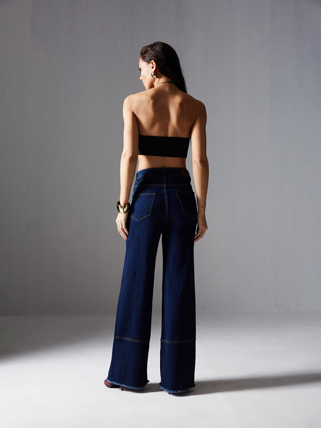 CHASEstretch™ Navy-Blue Wide-Leg High-Rise Denim Jeans