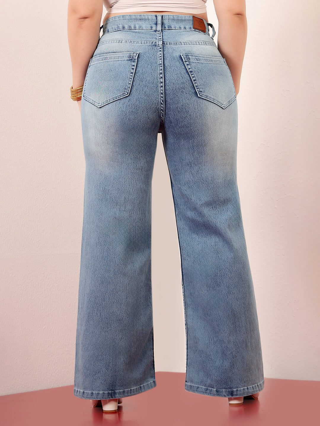 CHASEshape™ Women's Light Blue Wide-Leg High-Rise Clean-Look Stretchable Shaping Denim Jeans