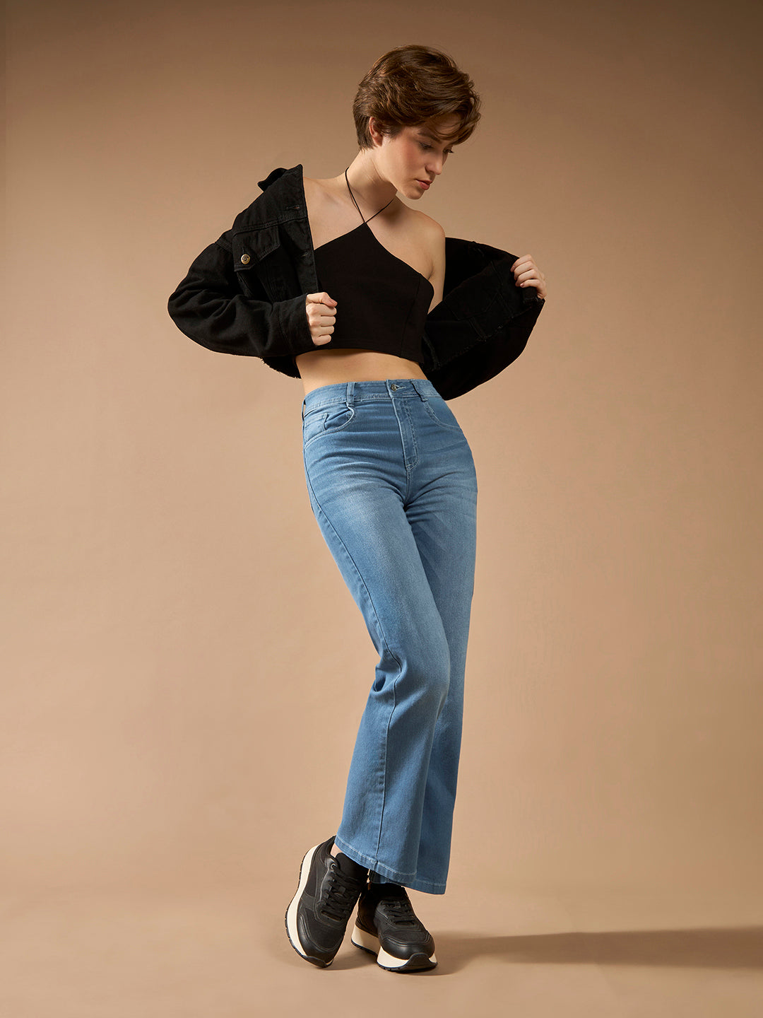 24/7 Comfort Light Blue Wide-Leg Mid-Rise Denim Jeans