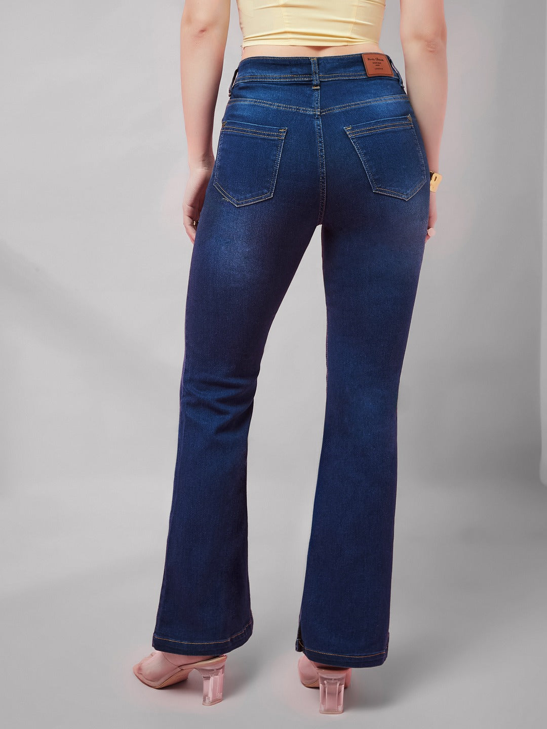 Blue Bootcut Mid Rise Denim Stretchable Jeans for Women
