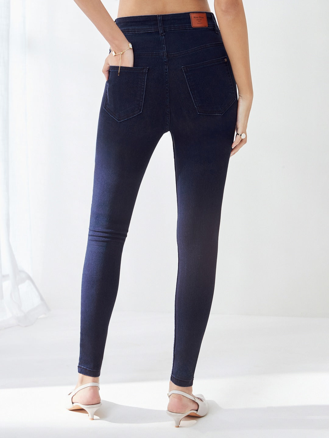 Navy Blue Skinny Fit High Rise Stretchable Denim Jeans for Women