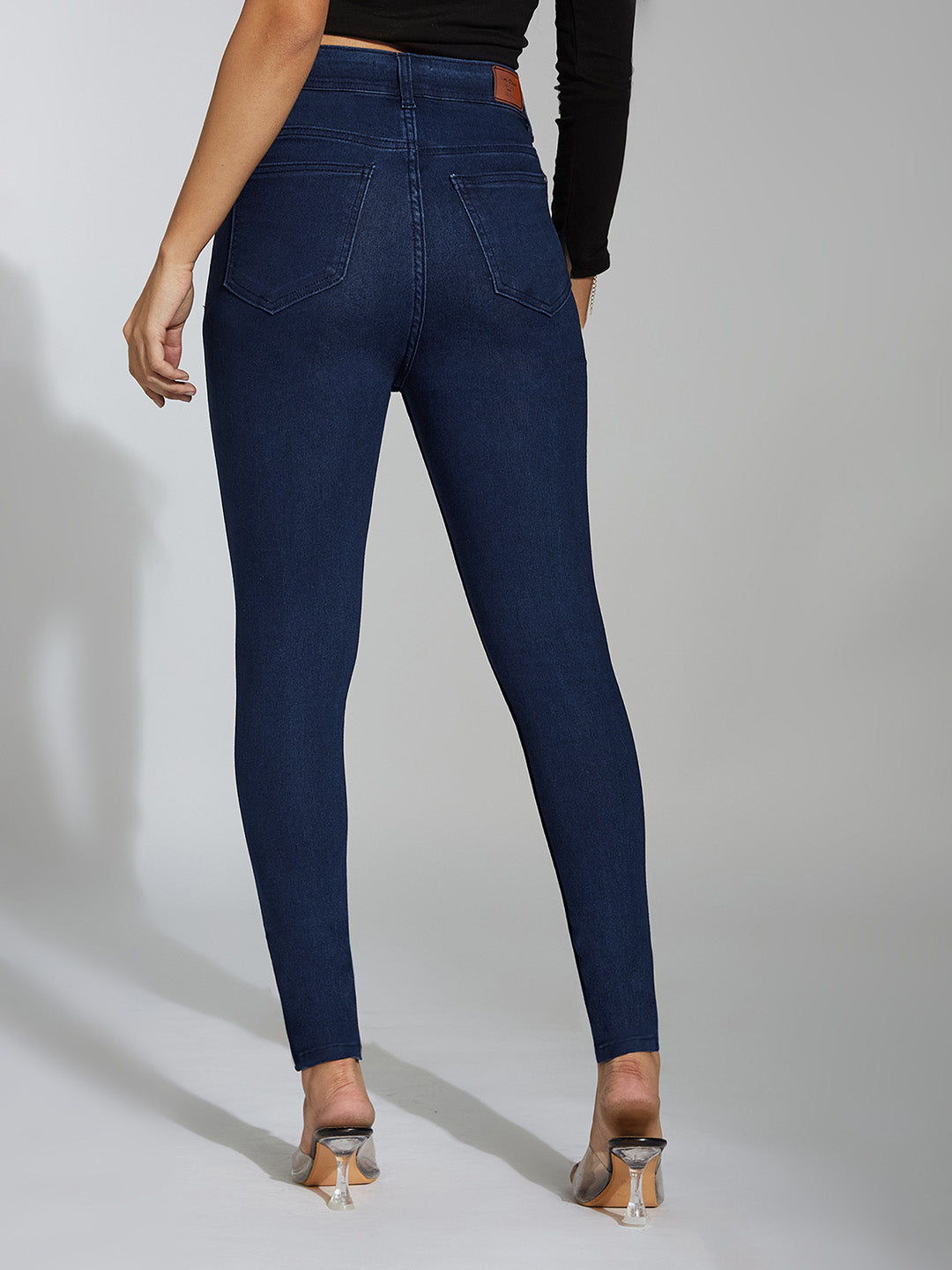 24/7 Comfort Navy-Blue Skinny-Fit High-Rise Stretchable Denim Jeans