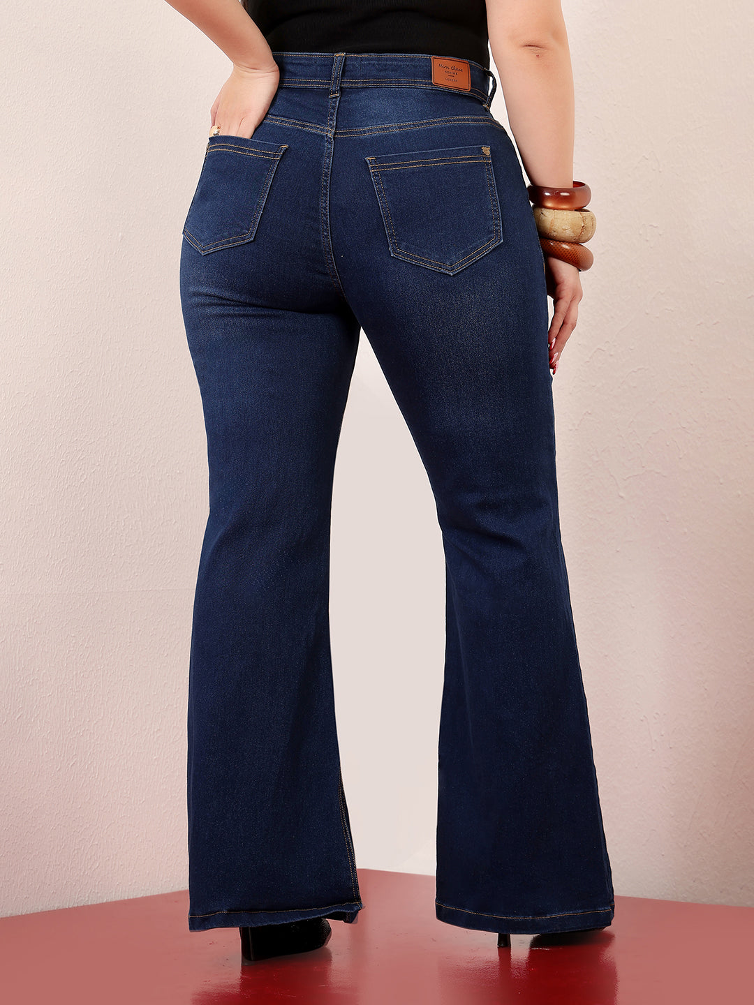 24/7 Comfort Women's Blue Bootcut Mid-Rise Length Denim Stretchable Jeans