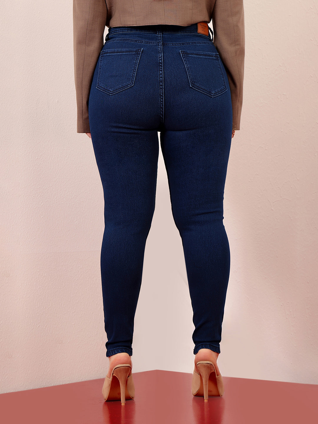 24/7 Comfort Navy-Blue Skinny-Fit High-Rise Regular-Length Stretchable Denim Jeans for Women — Miss Chase A+