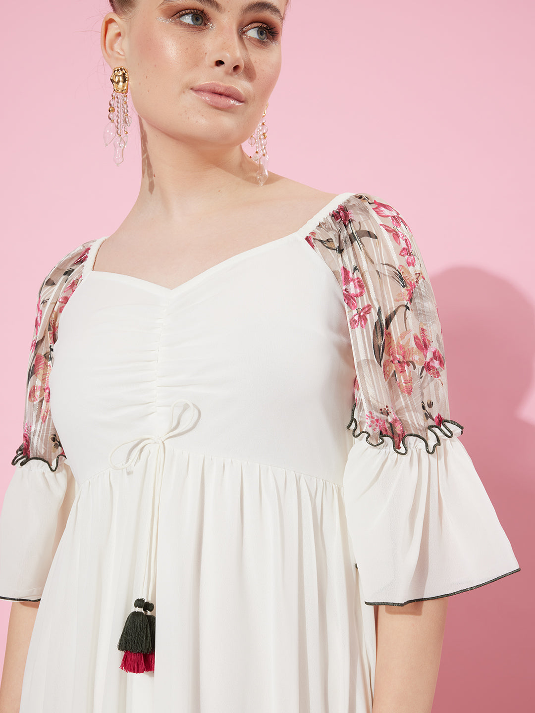 Multicolored-Base-Off White dress — Relaxed Fit | Miss Chase