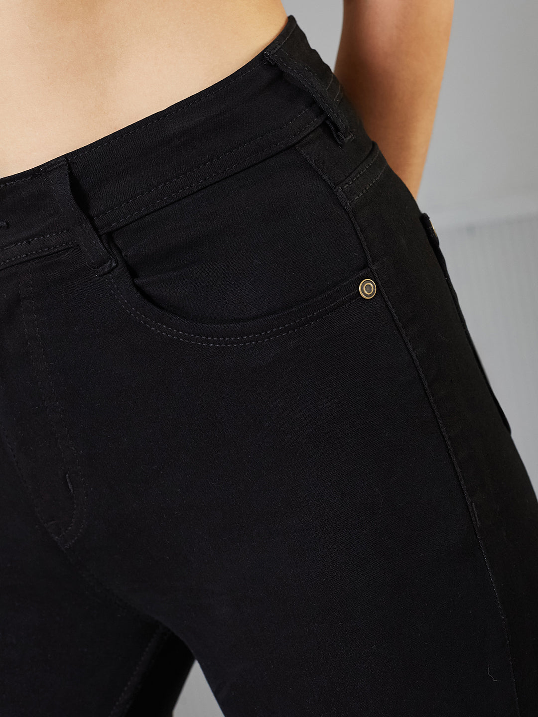 Women's Black Slim Fit Regular-Length High-Rise Denim Jeans