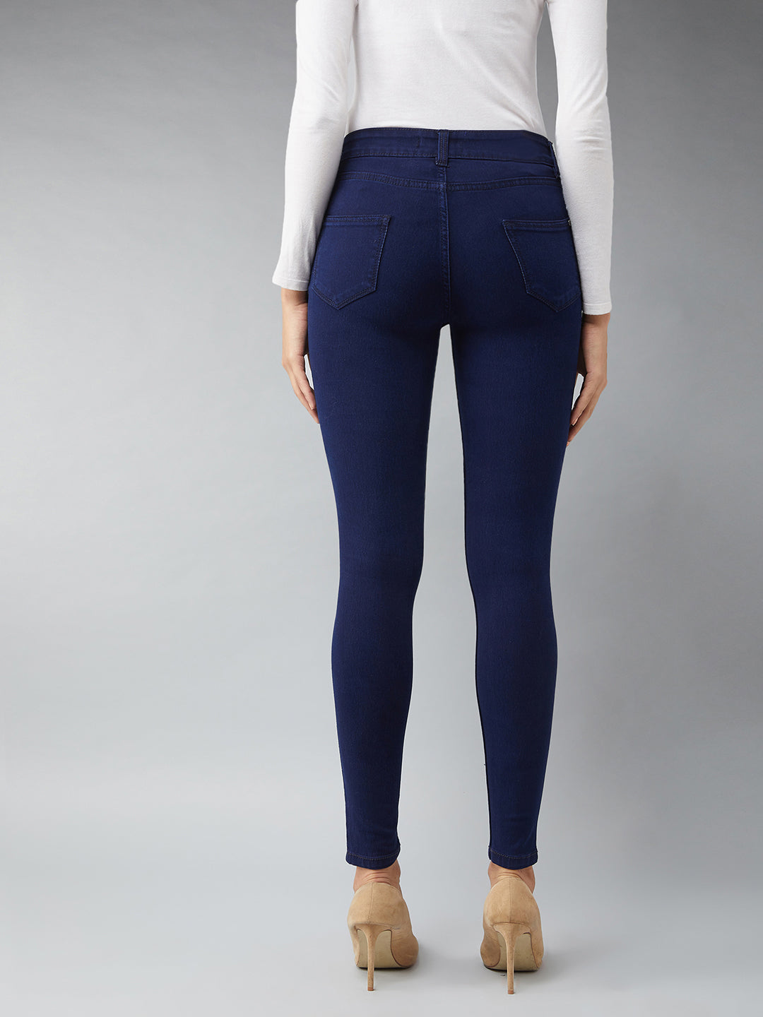 24/7 Comfort Navy-Blue Skinny-Fit Mid-Rise Stretchable Denim Jeans