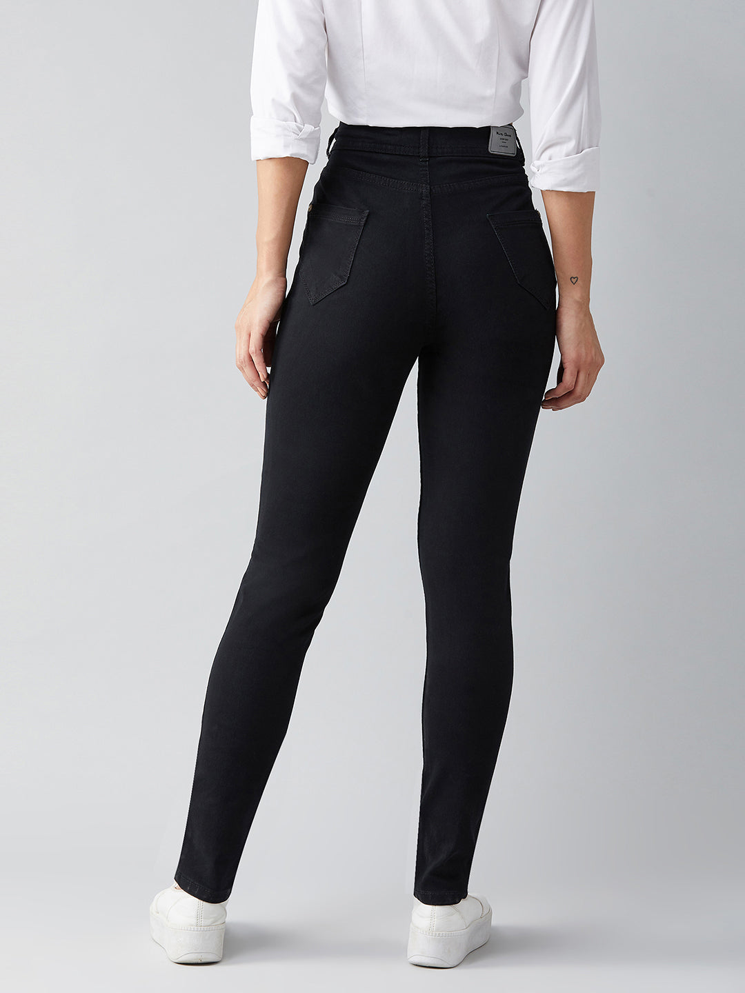 Women's Black Slim High-Rise Clean-Look Denim Jeans