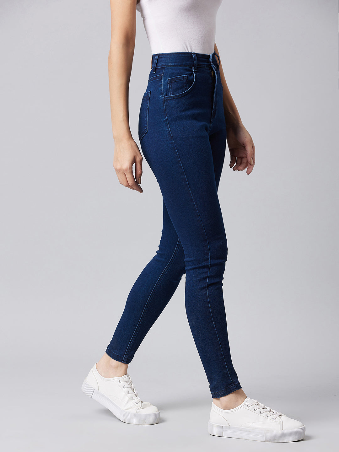 24/7 Comfort Navy-Blue Skinny High-Rise Stretchable Denim Jeans