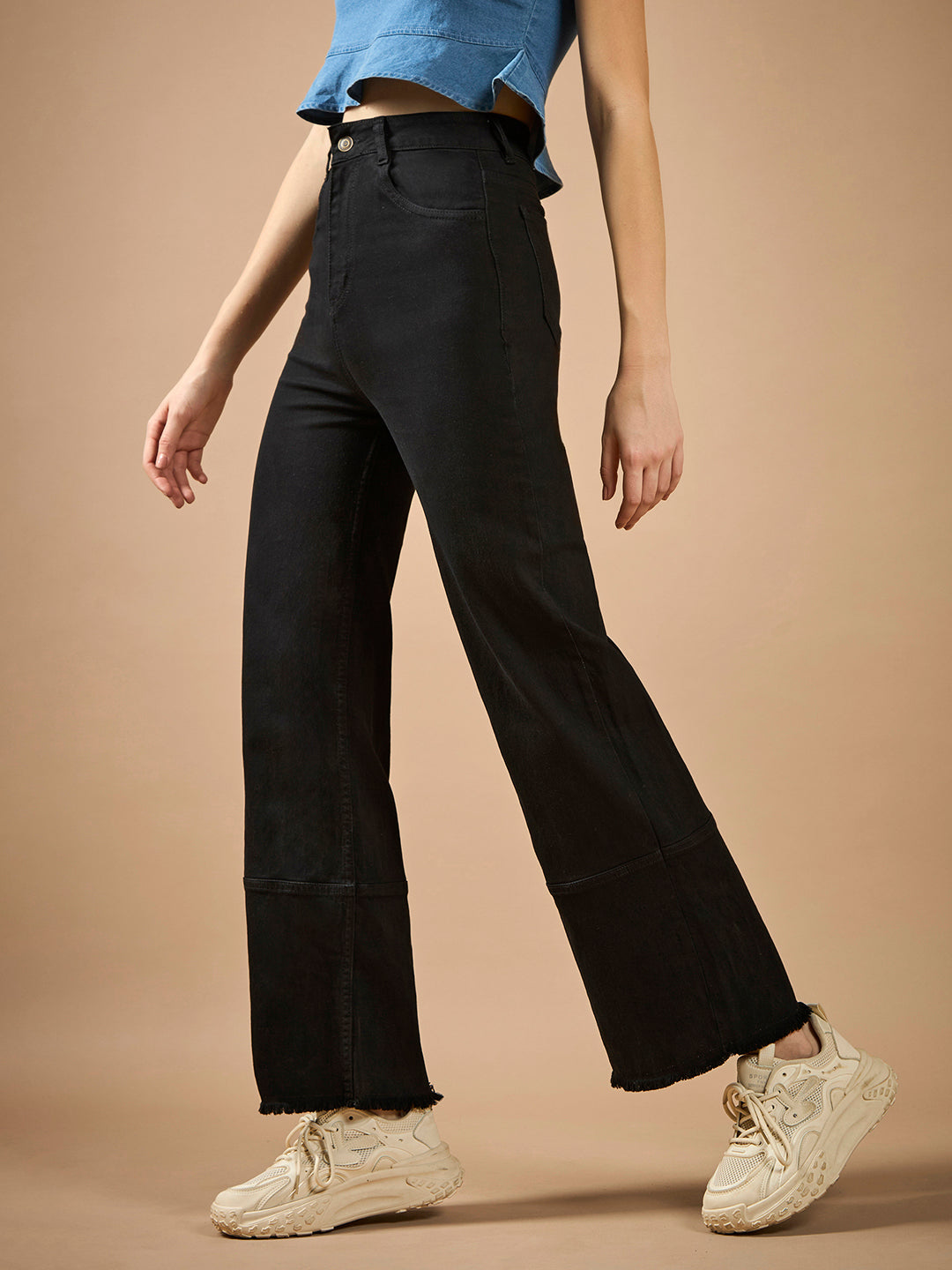 24/7 Comfort Black Wide-Leg High-Rise Stretchable Denim Jeans