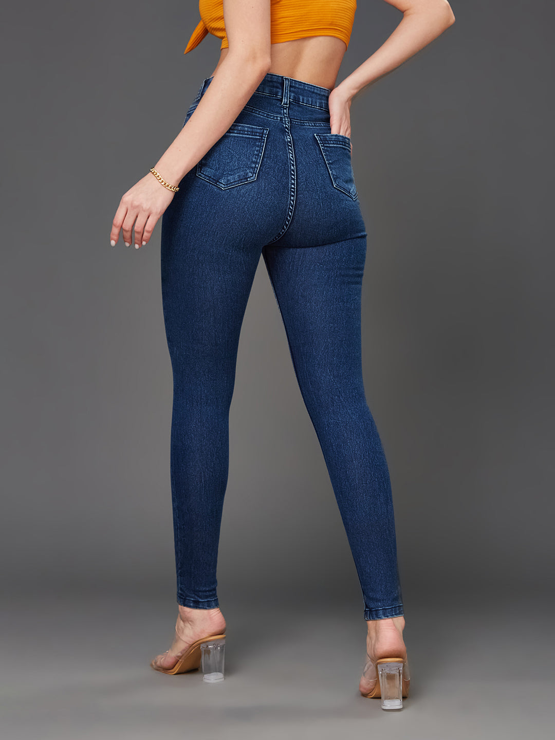 24/7 Comfort Blue Skinny-Fit High-Rise Stretchable Denim Jeans
