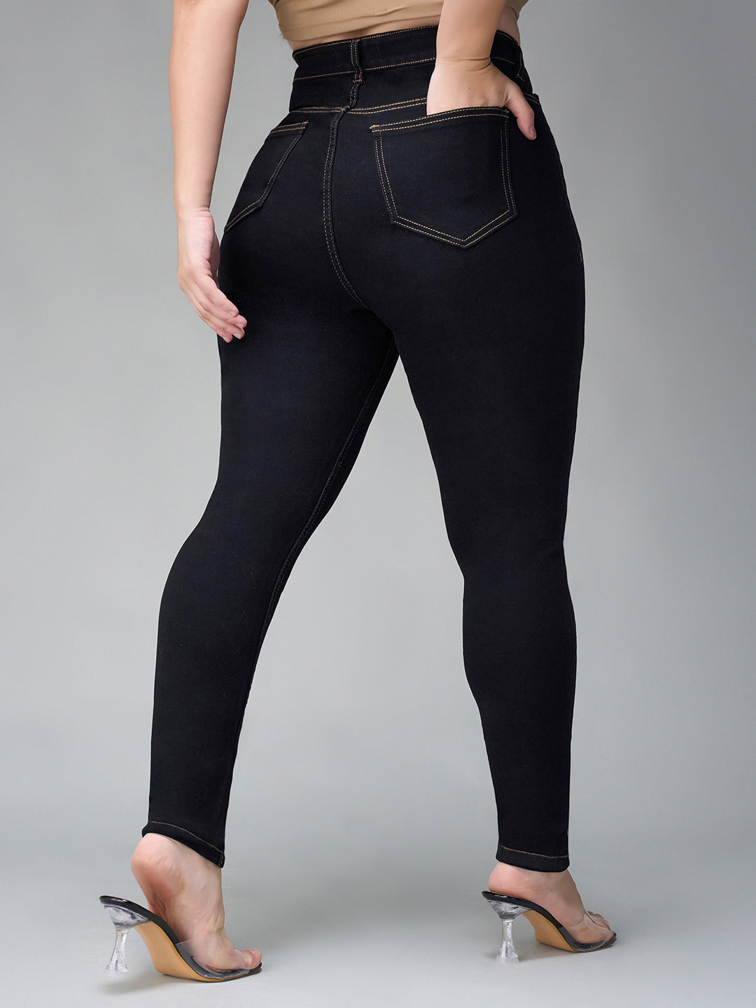 24/7 Comfort Black Skinny High-Rise Stretchable Denim Jeans