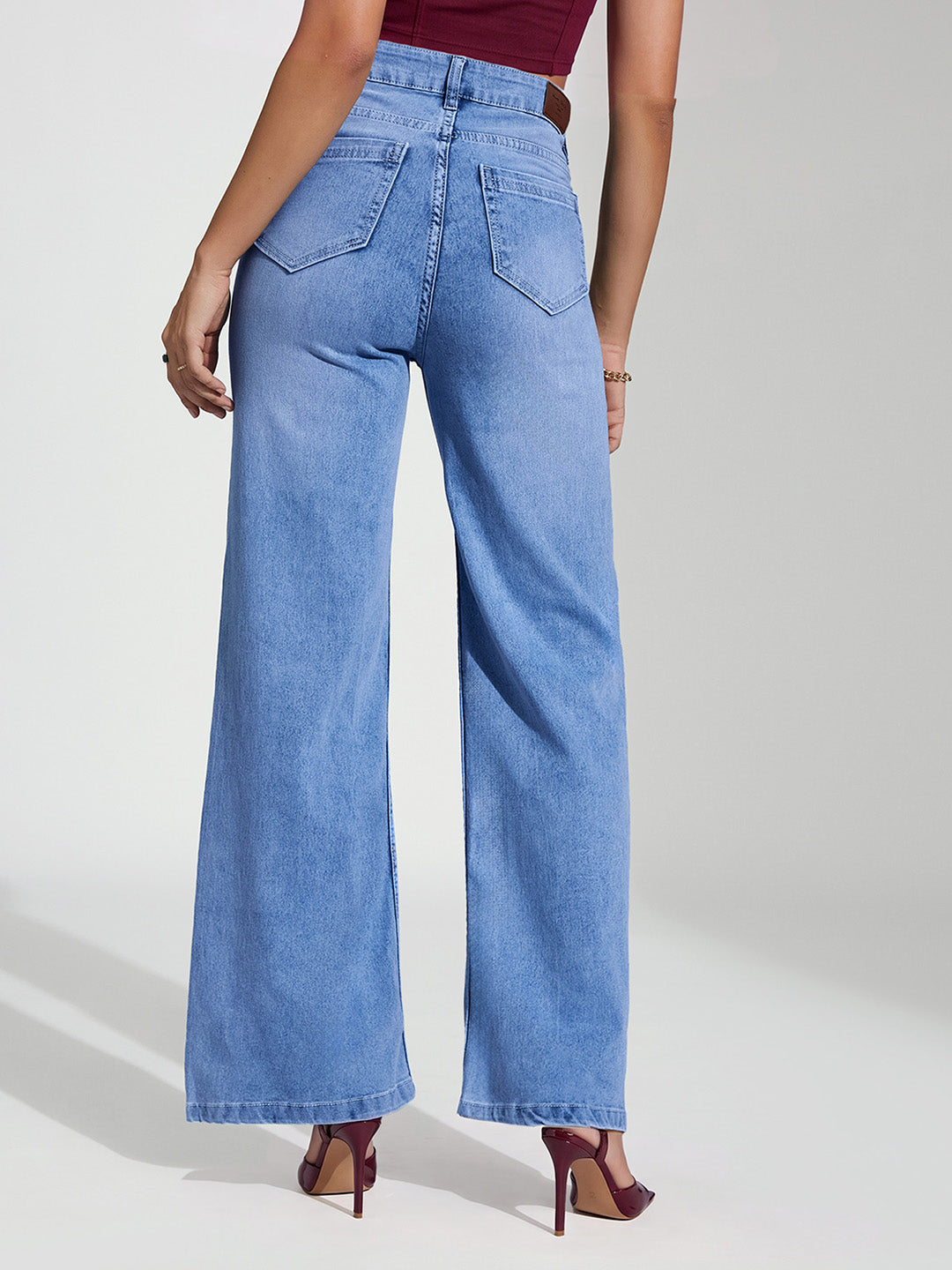 CHASEshape™ Light-Shaping Light Blue Wide-Leg High-Rise Stretchable Jeans for Women