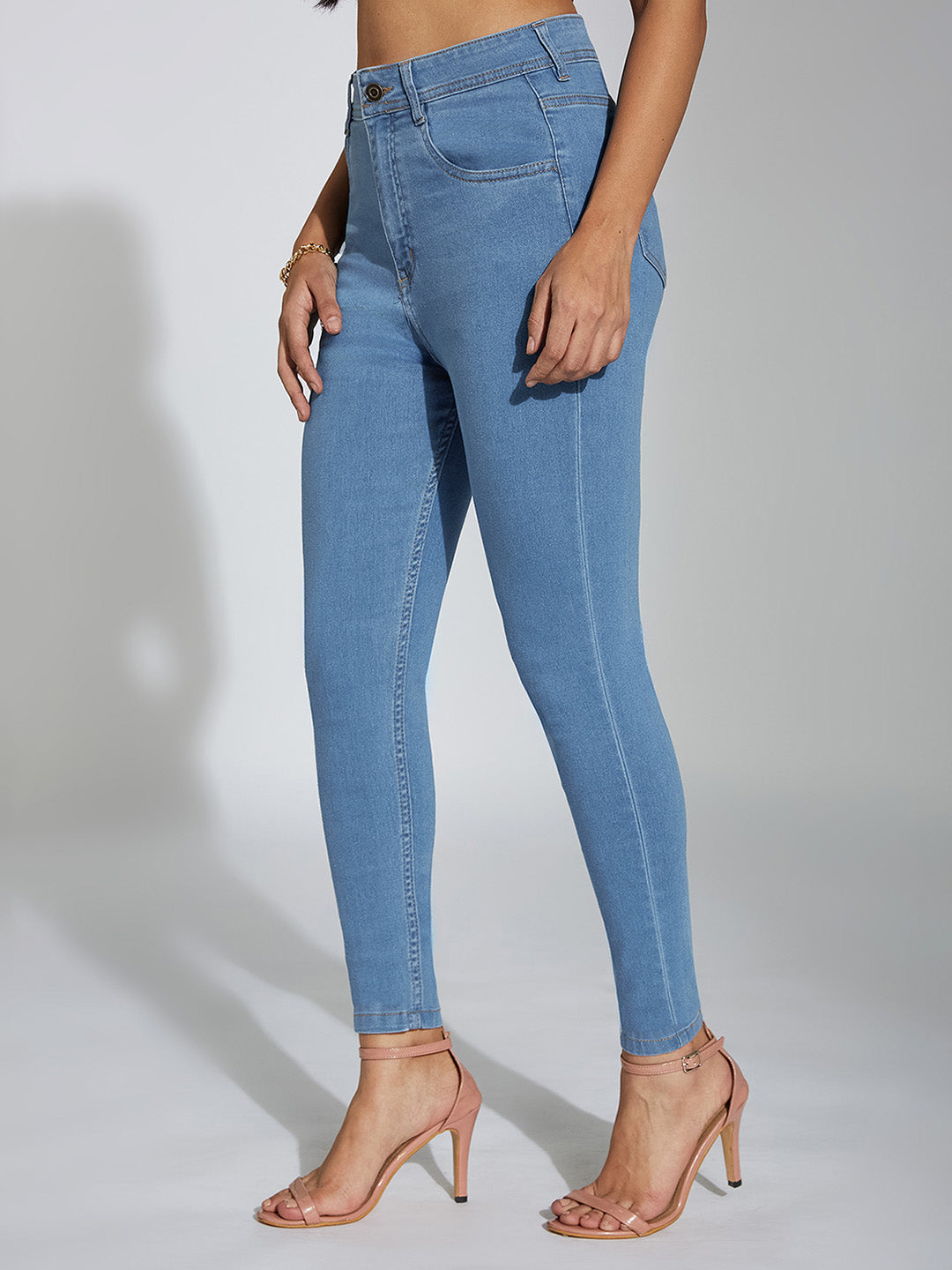 24/7 Comfort Blue Skinny High-Rise Distressed Denim Jeans