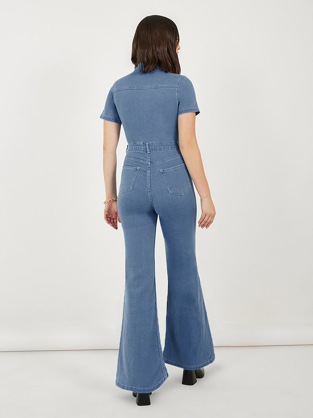 Women's Blue Bootcut Mid Rise Regular Length Denim Stretchable Jeans
