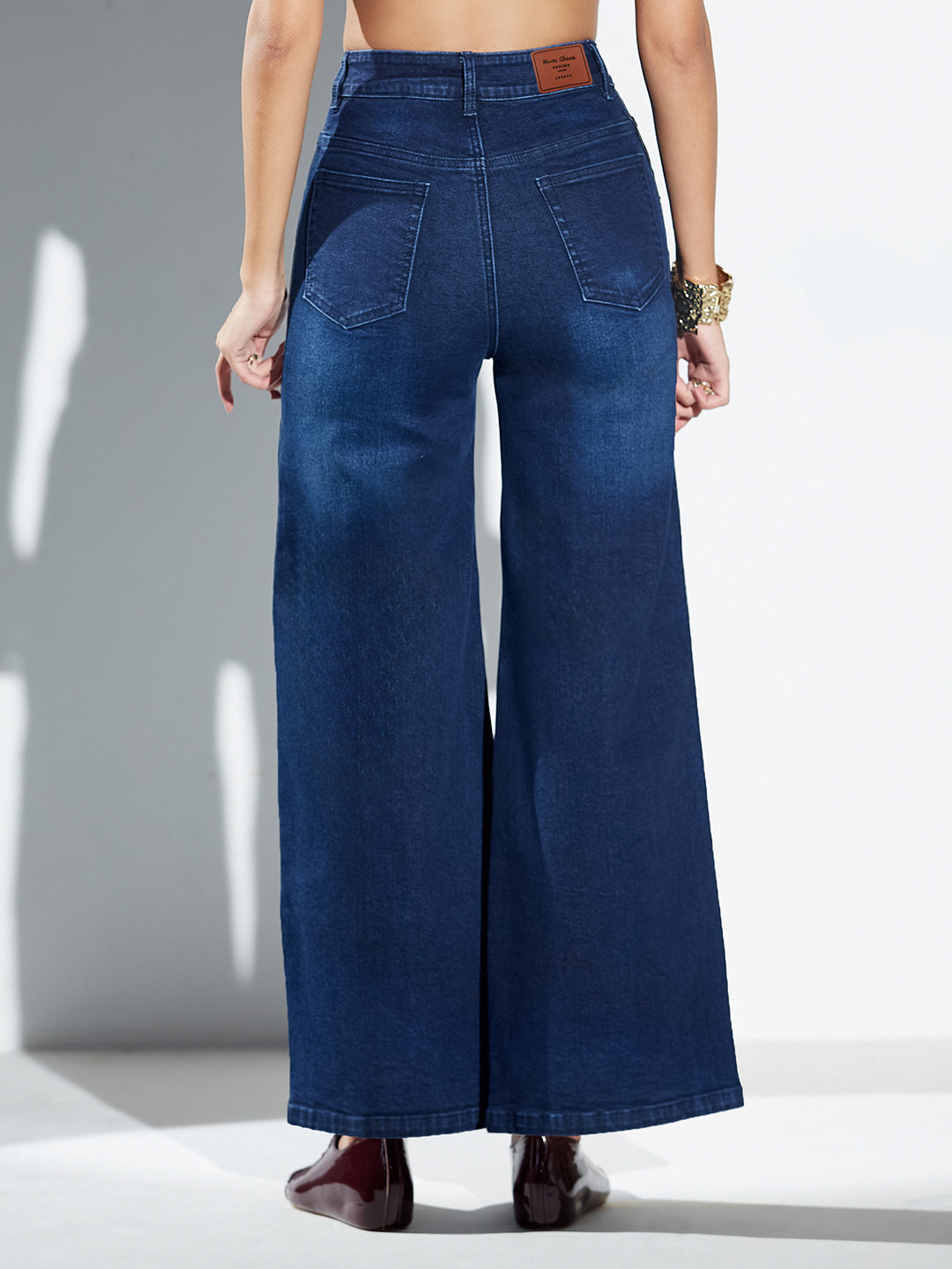 CHASEshape™ Mild Compression Wide-Leg High-Rise Dark Blue Denim Jeans