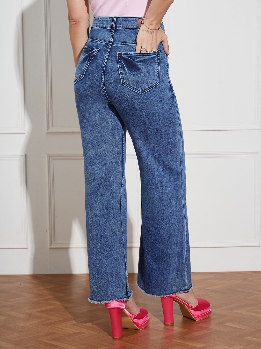 CHASEstretch™ Women's Navy-Blue Wide Leg High-Rise Denim Jeans