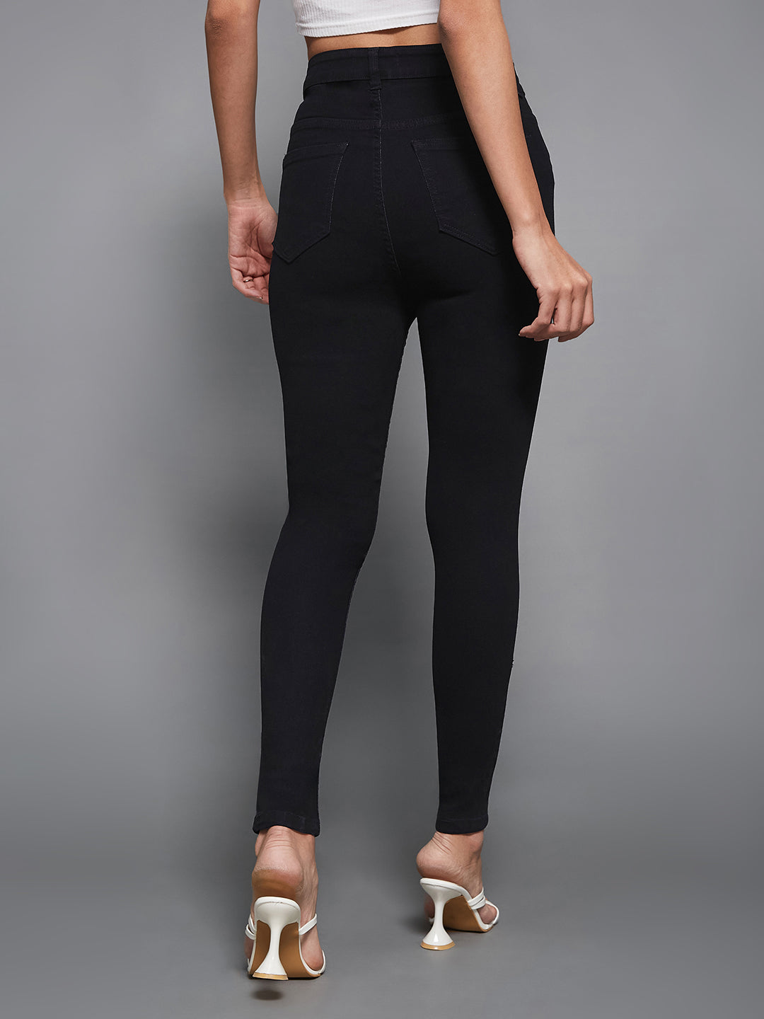 24/7 Comfort Black Skinny High-Rise Stretchable Denim Jeans