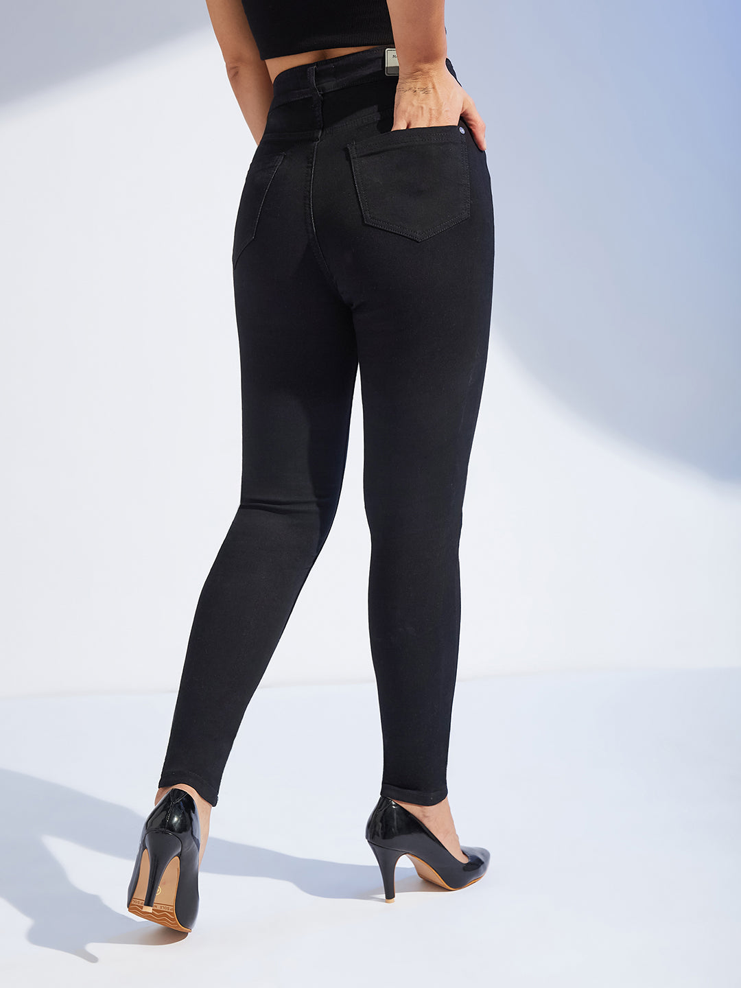 Women's Black Skinny Fit High-Rise Stretchable Denim Jeans