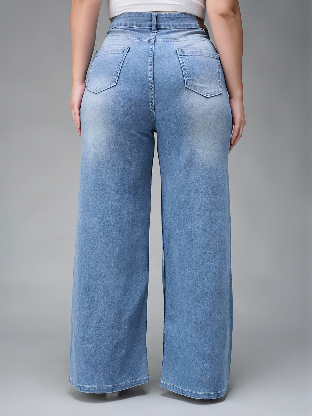CHASEshape™ Light-Blue Wide-Leg High-Rise Stretchable Denim Jeans