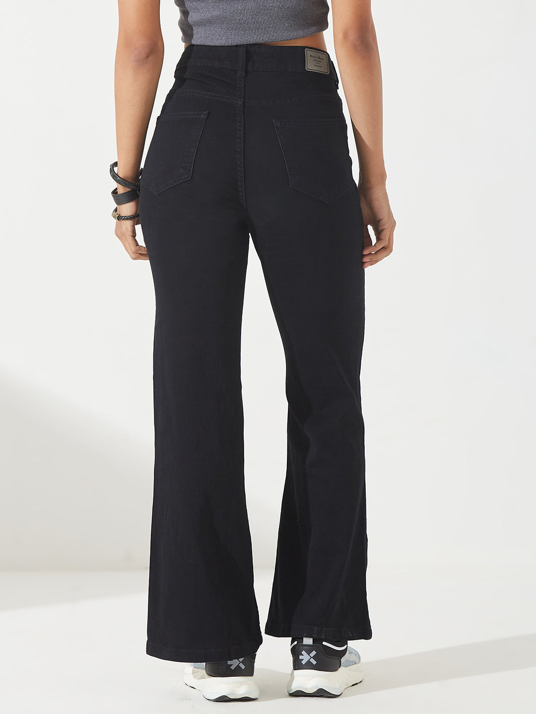 Women's Black Bootcut High-Rise Stretchable Denim Jeans