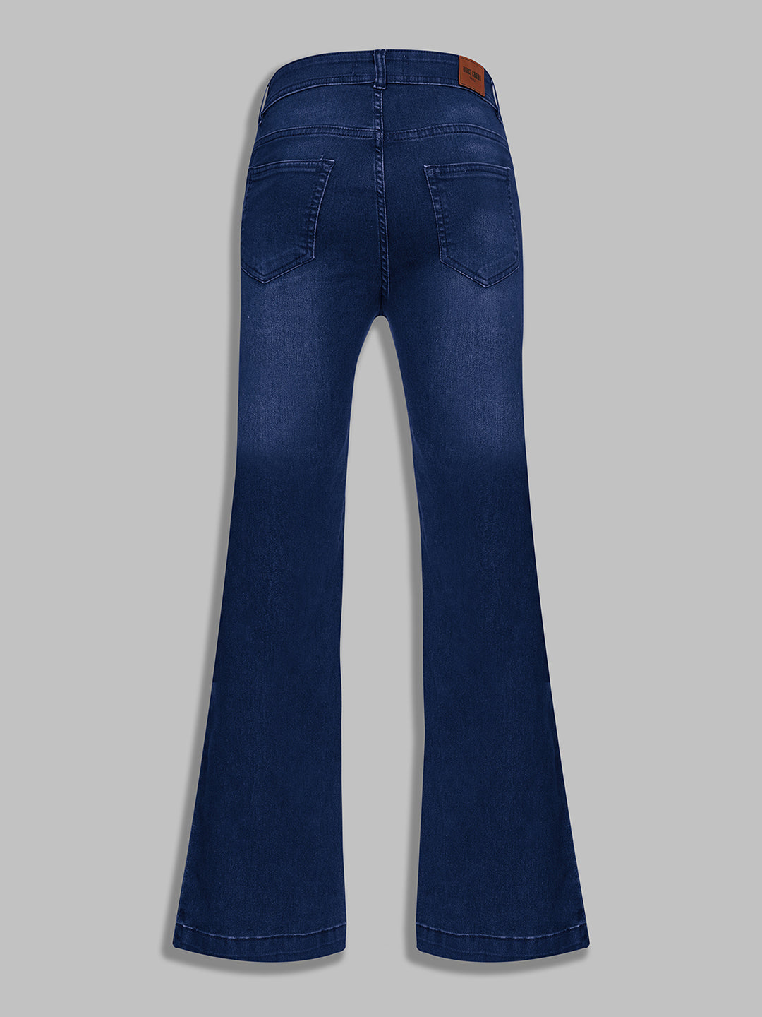 Women's Navy Blue High-Rise Stretchable Flared Denim Jeans