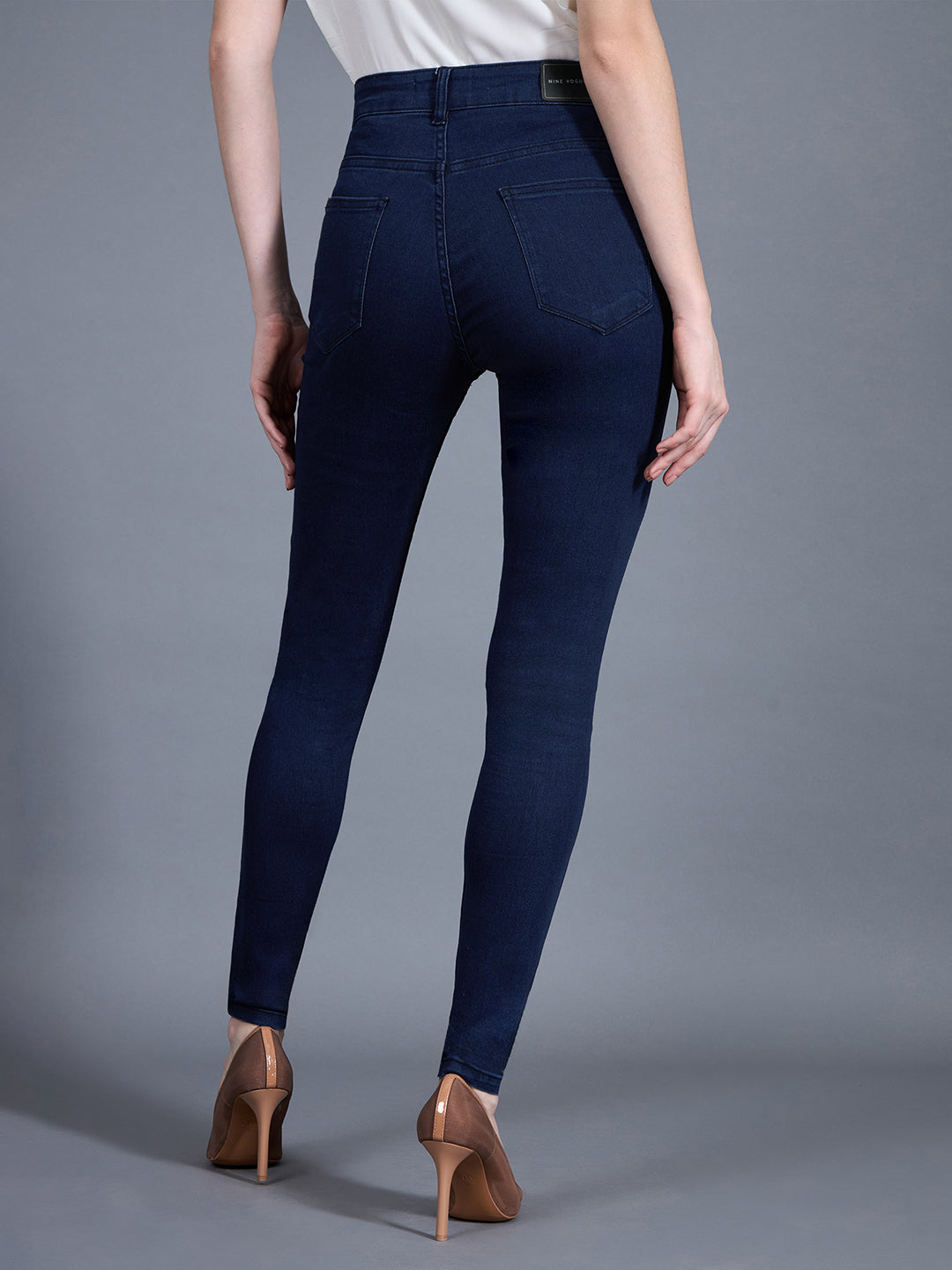 24/7 Comfort Workwear Women's Navy Blue Skinny Fit Mid Rise Regular Length Denim Stretchable Jeans