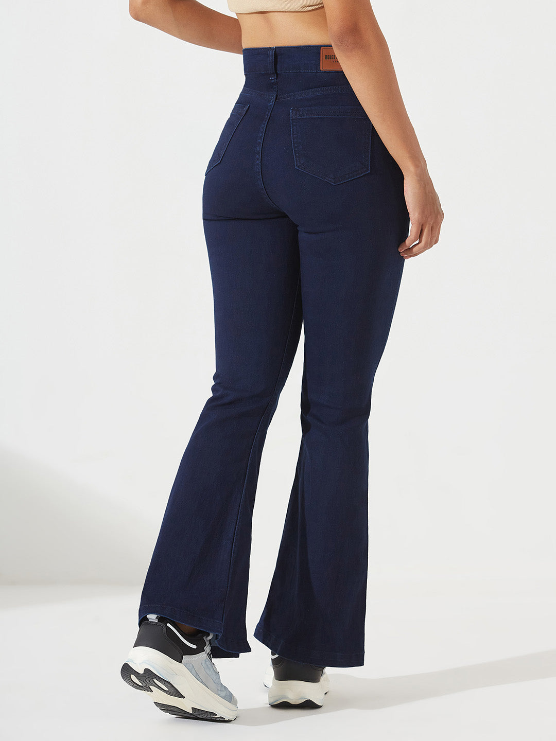 Navy-Blue Bootcut High-Rise Regular Stretchable Denim Jeans for Women