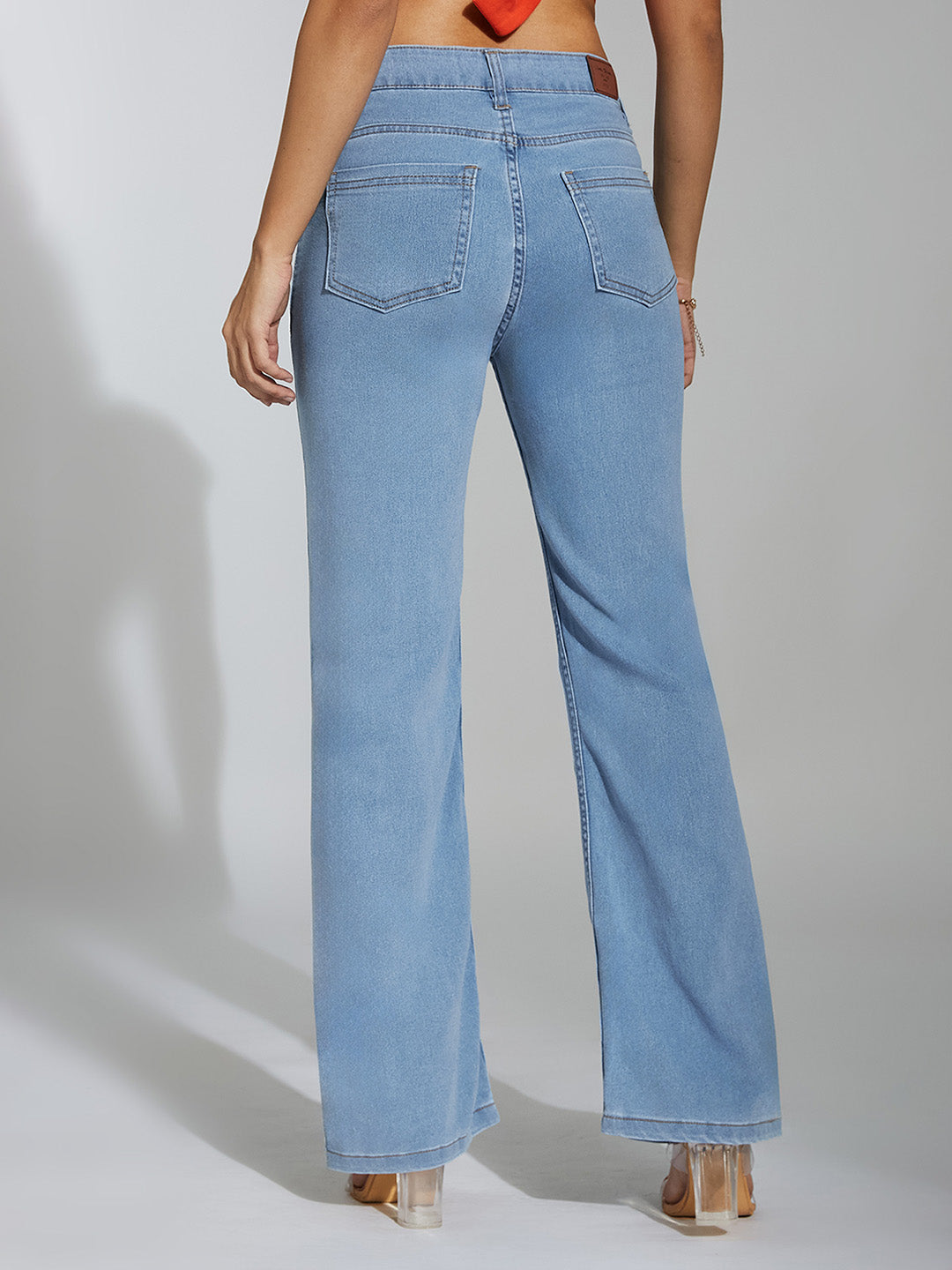 24/7 Comfort Light Blue Bootcut High-Rise Stretchable Denim Jeans
