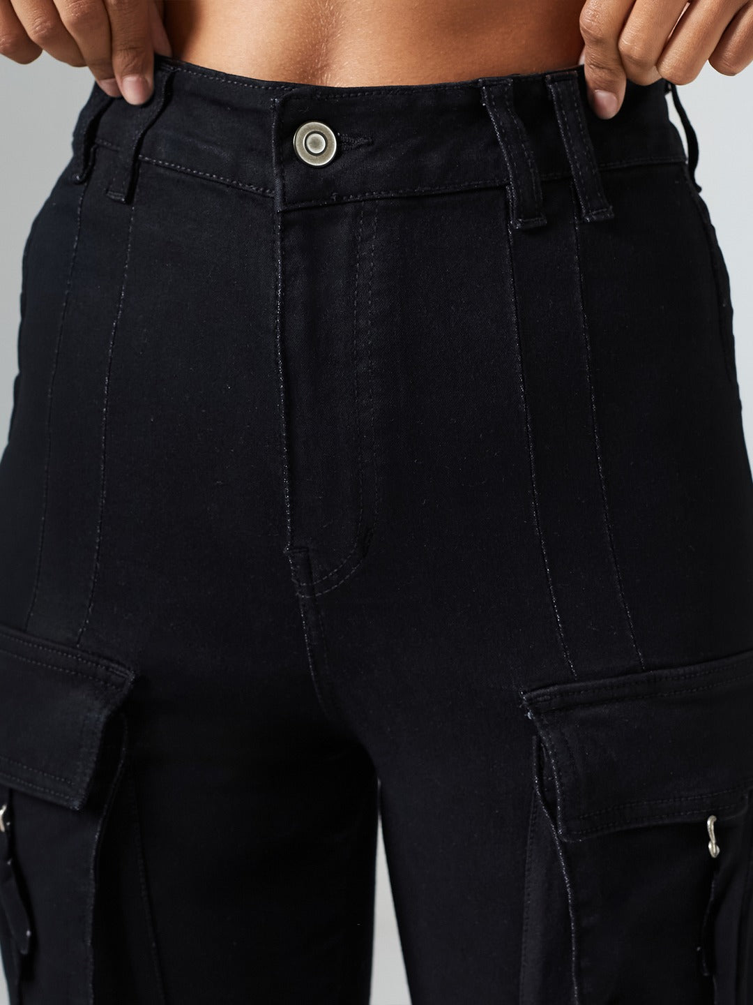 Black Bootcut High-Rise Clean-Look Regular-Length Stretchable Denim Jeans for Women