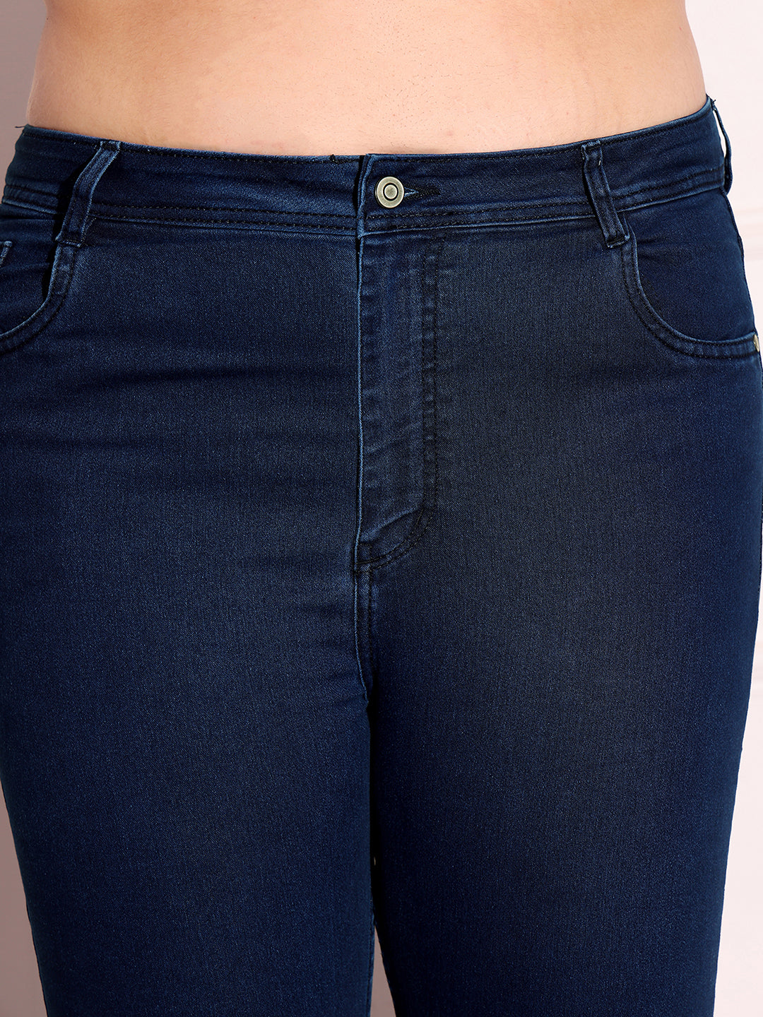 24/7 Comfort Navy-Blue Skinny-Fit High-Rise Stretchable Denim Jeans for Women