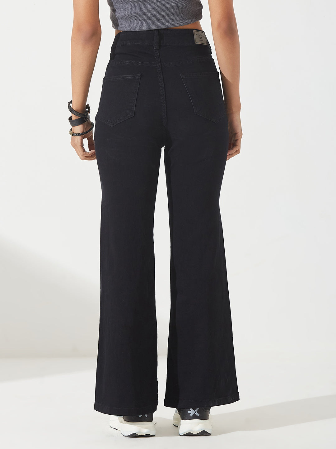 Women's Black Bootcut High-Rise Stretchable Denim Jeans