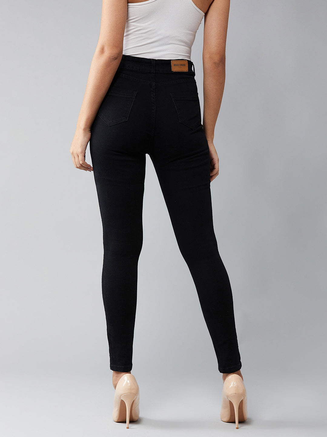 24/7 Comfort Black Skinny-Fit High-Rise Stretchable Denim Jeans