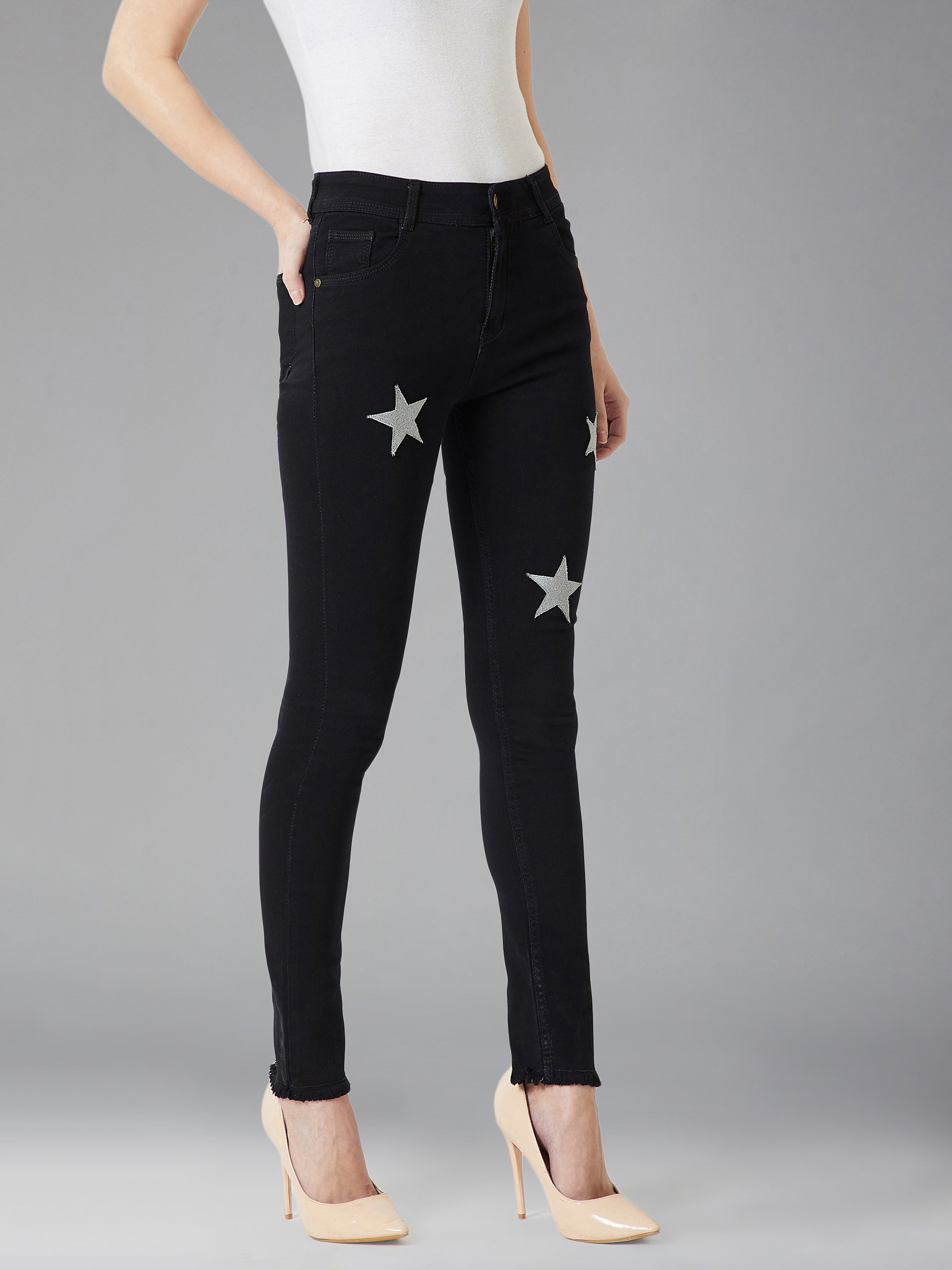 Women's Black Slim-Fit High-Rise Stretchable Denim Jeans