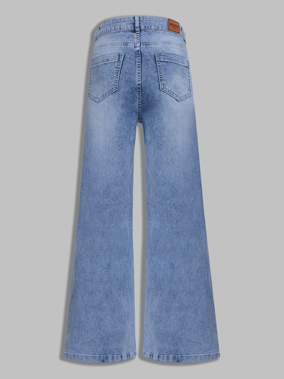 Women's Light Blue Wide-Leg High-Rise Stretchable Shaping Denim Jeans