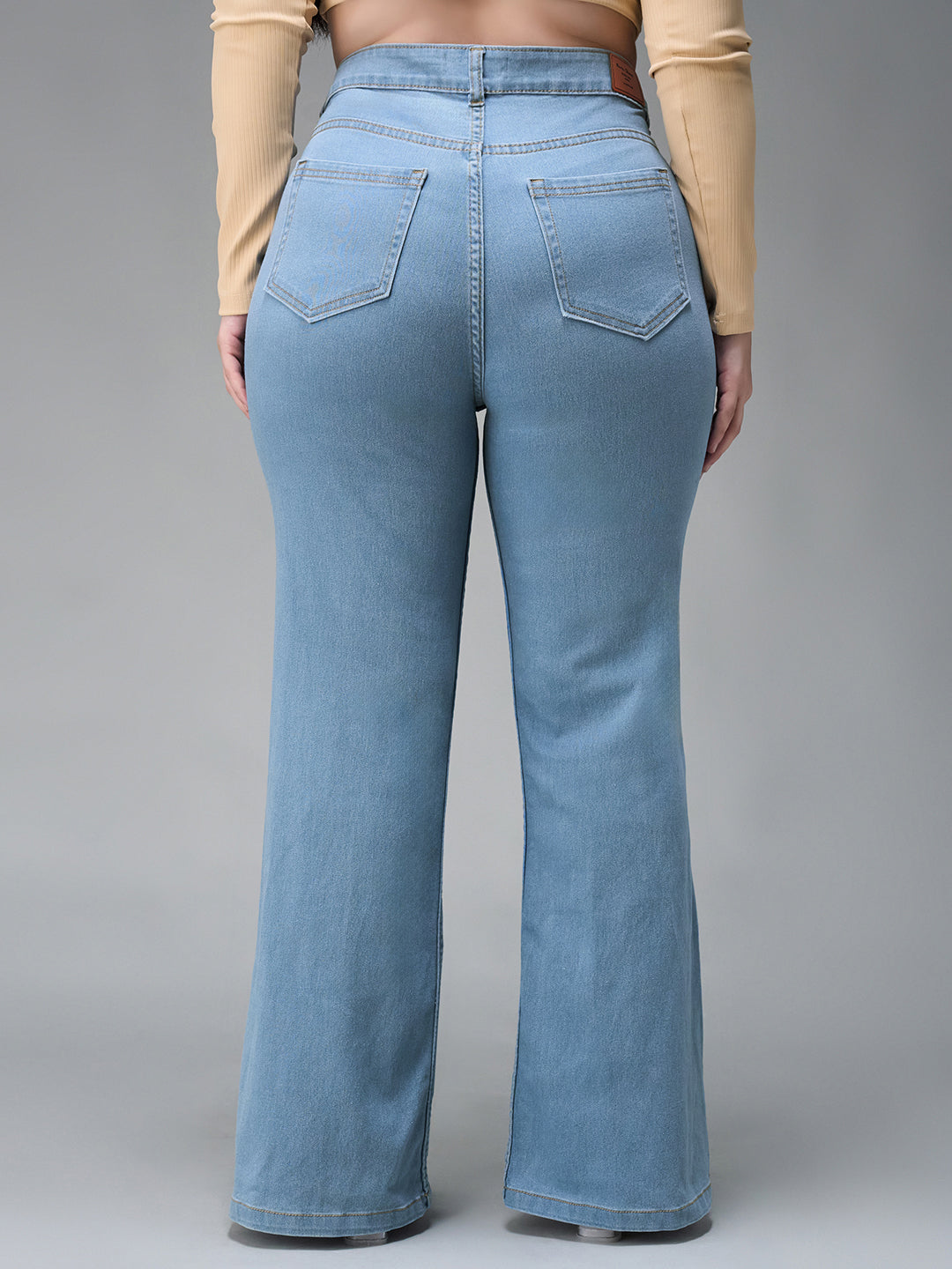 24/7 Comfort Light Blue Bootcut High-Rise Stretchable Denim Jeans
