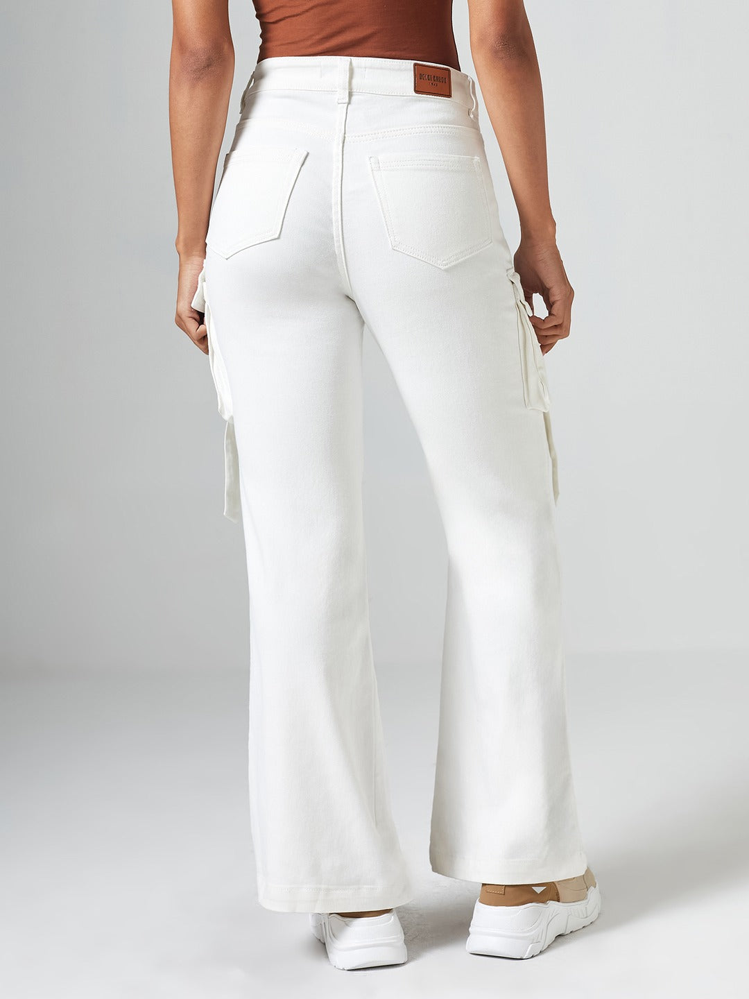 White Bootcut High rise Clean look Regular Stretchable Denim Jeans for Women