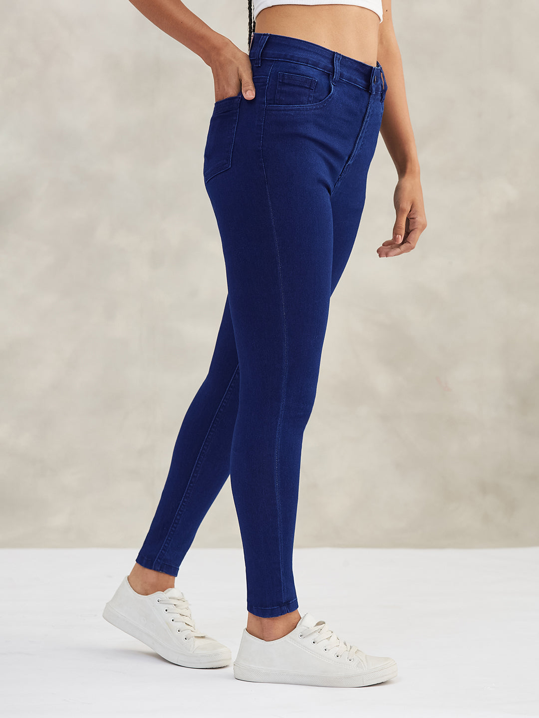 Women's Navy Blue Skinny High-Rise Stretchable Denim Jeans