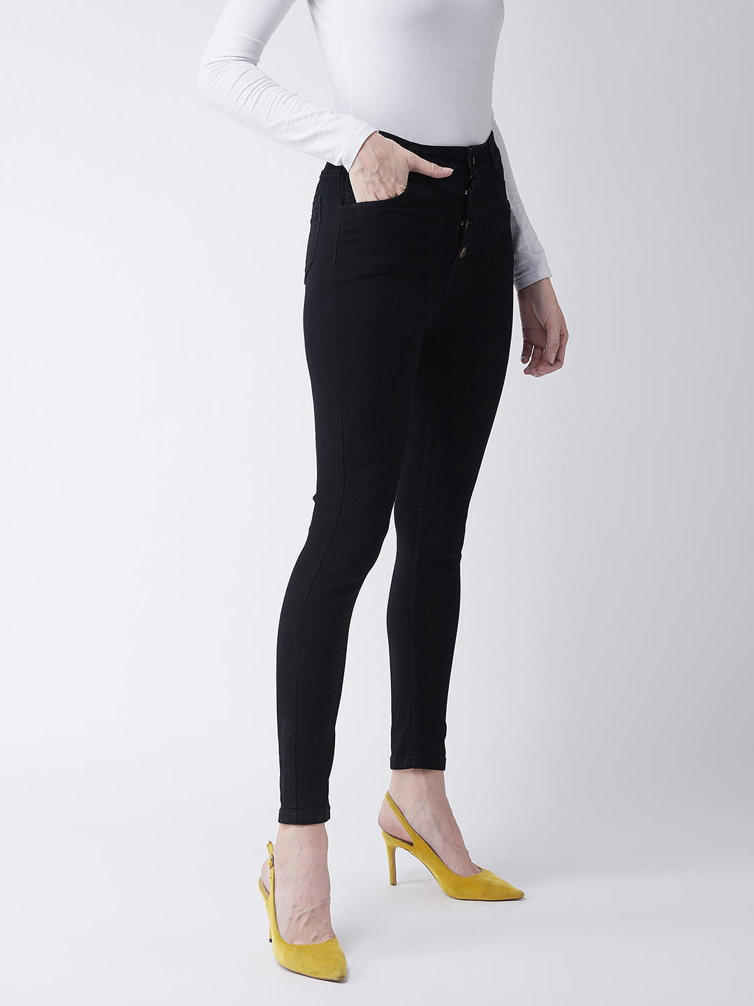24/7 Comfort Black Skinny-Fit High-Rise Stretchable Denim Jeans