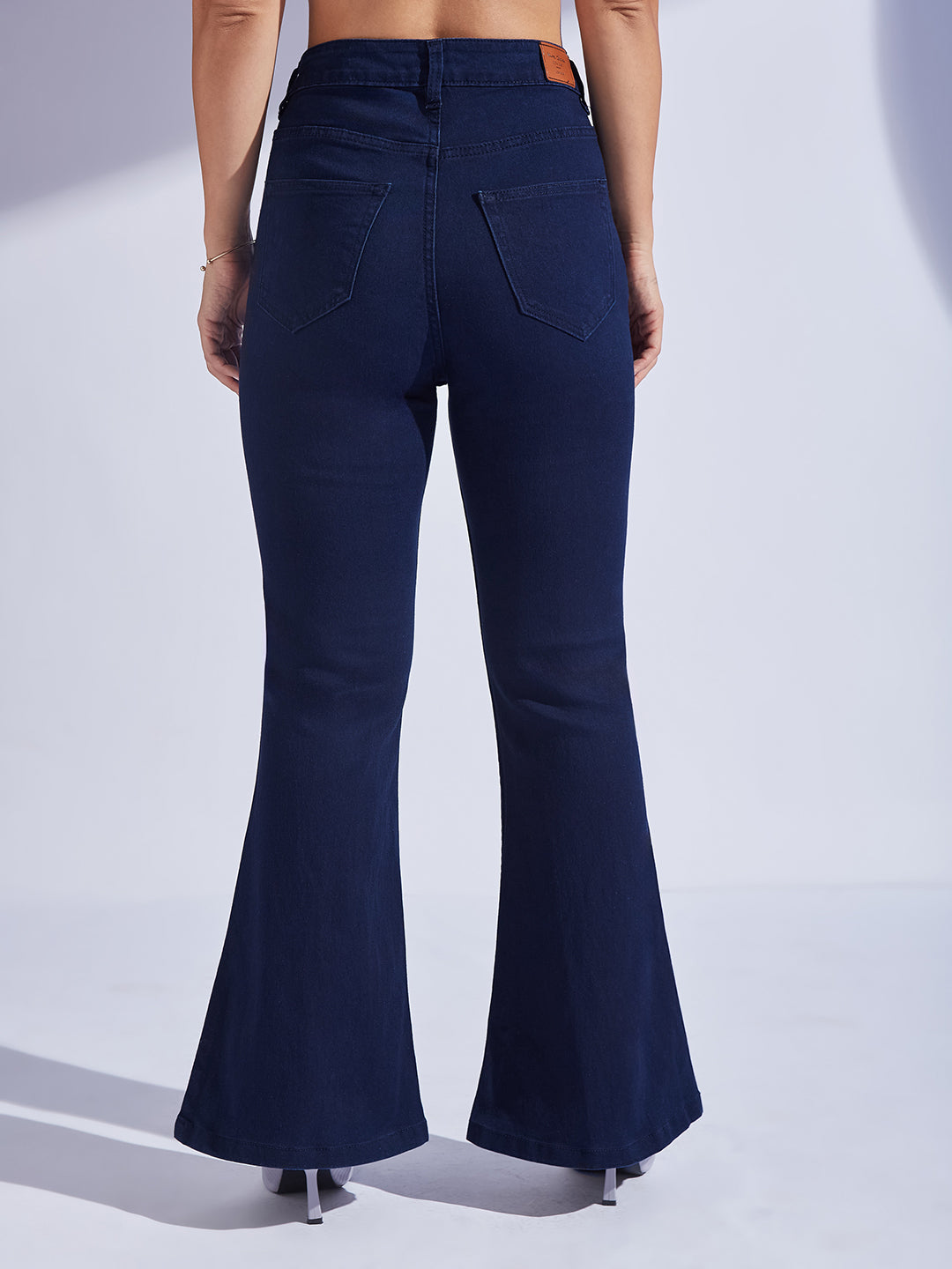 Women's Navy Blue Bootcut High-Rise Stretchable Shaping Denim Jeans