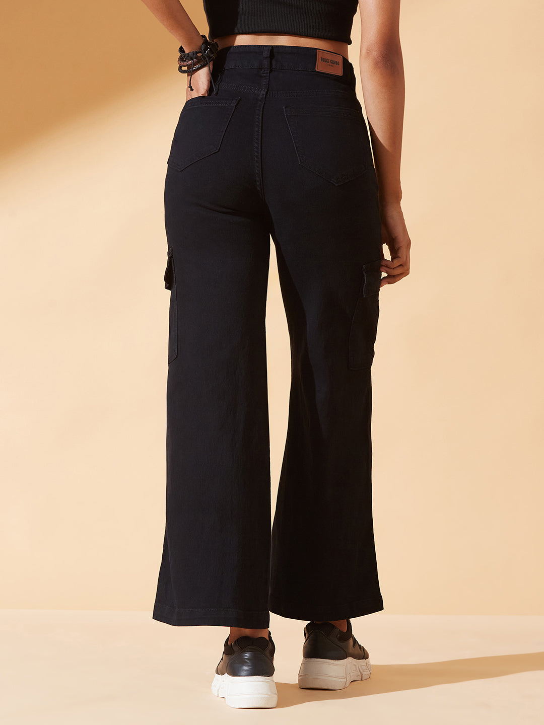 CHASEstretch™ Black Wide leg High-Rise Regular Stretchable Denim Jeans For Women