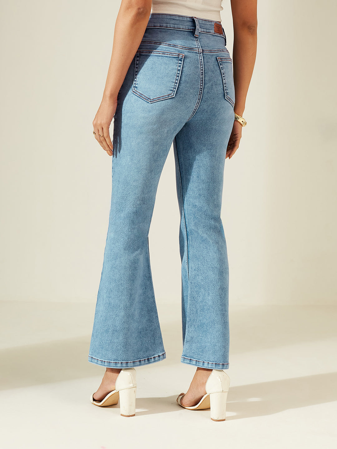POWER STRETCH Blue Bootcut High-Rise Denim Jeans for Women