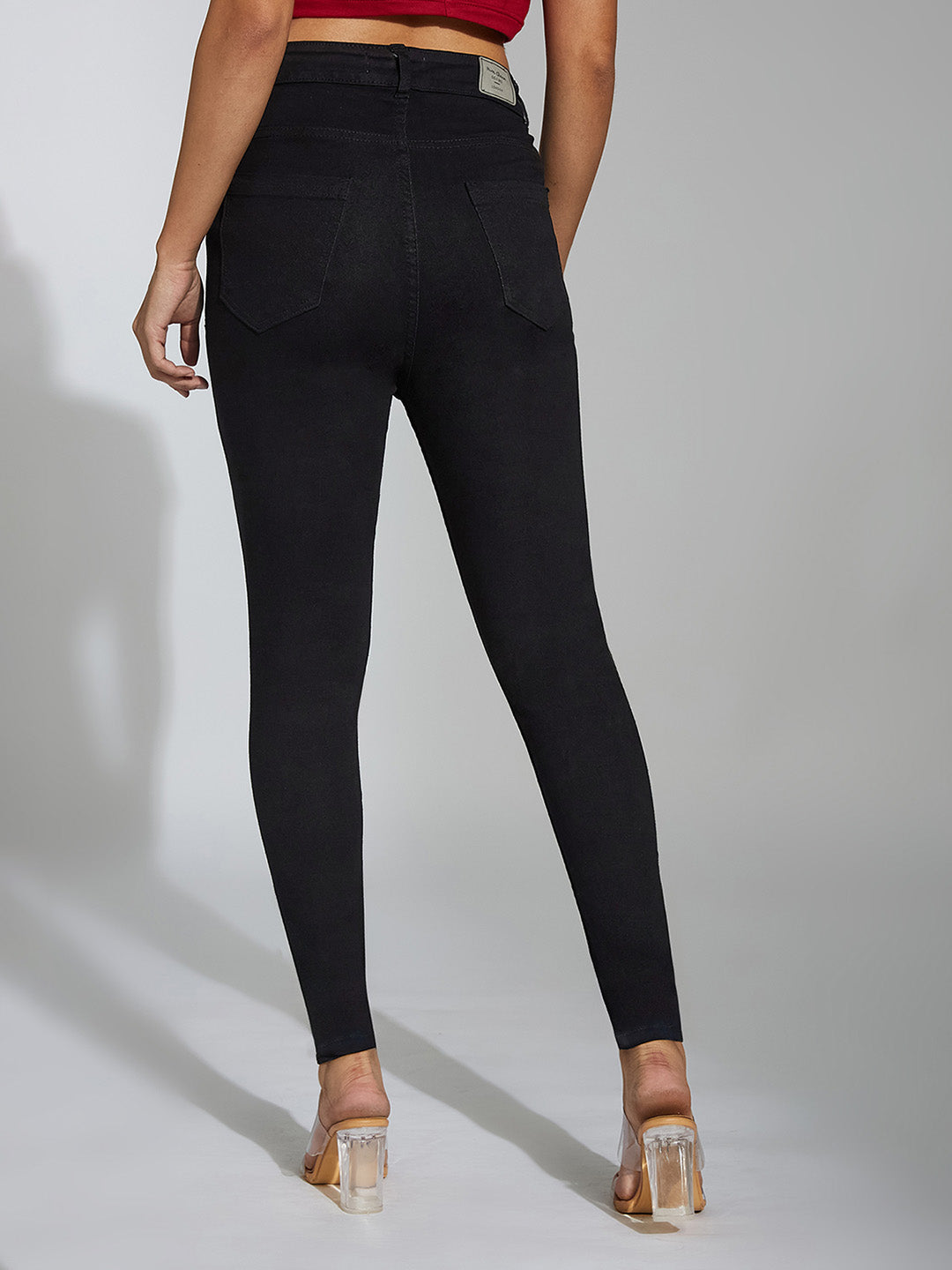 24/7 Comfort Black Skinny Fit High Rise Stretchable Denim Jeans