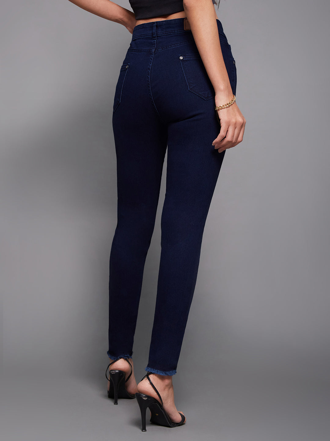 24/7 Comfort Navy-Blue Skinny-Fit Mid-Rise Stretchable Denim Jeans