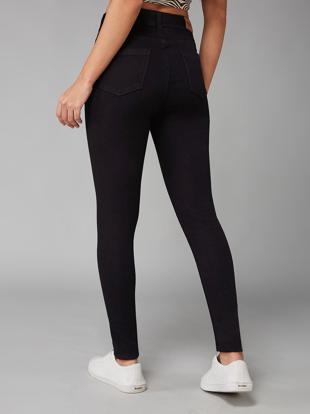 Women's Black Slim-Fit High-Rise Acid Wash Stretchable Denim Jeans