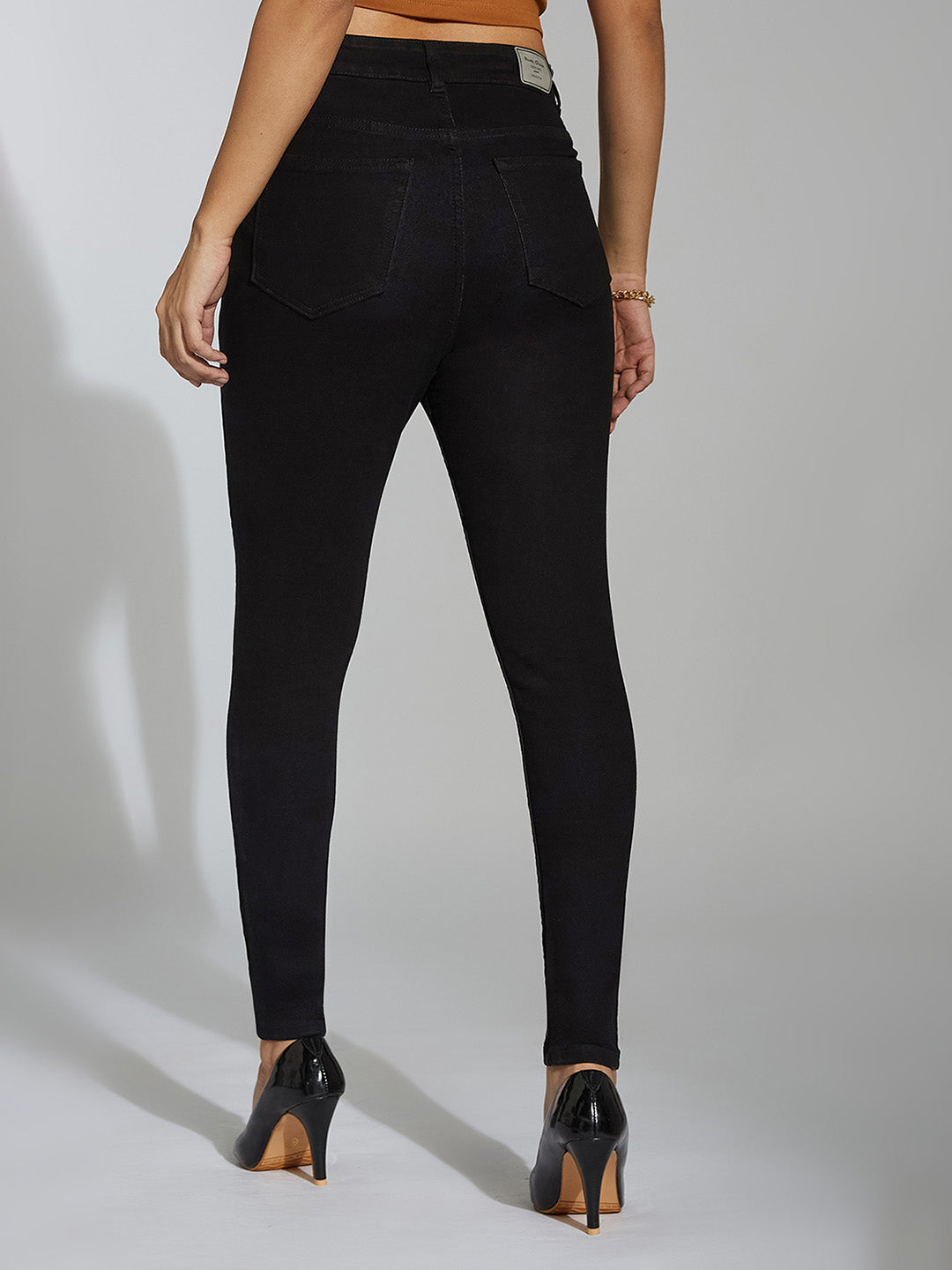 24/7 Comfort Black Skinny High-Rise Stretchable Denim Jeans